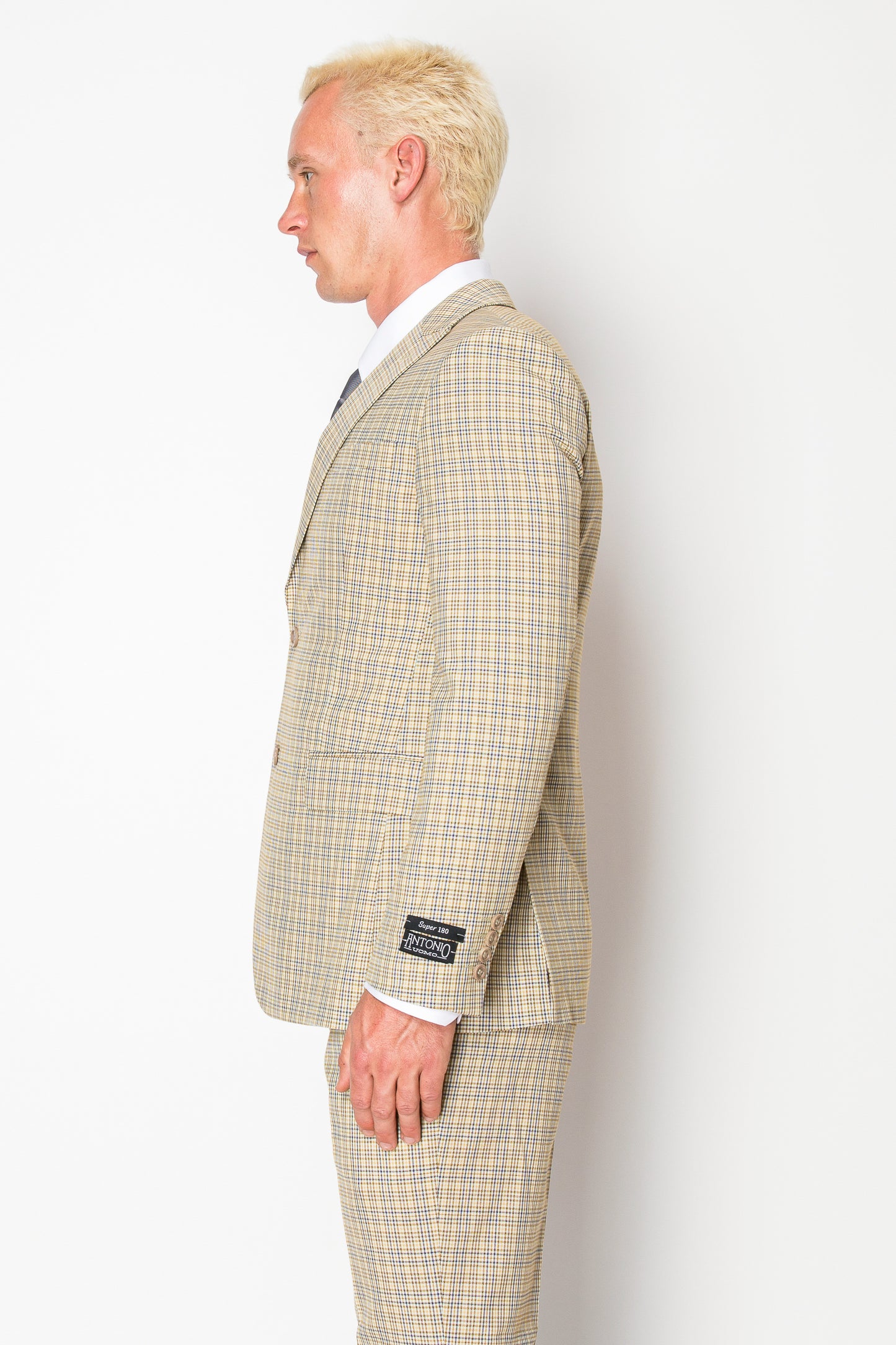 3 Piece Plaid Suit - Beige (105111)