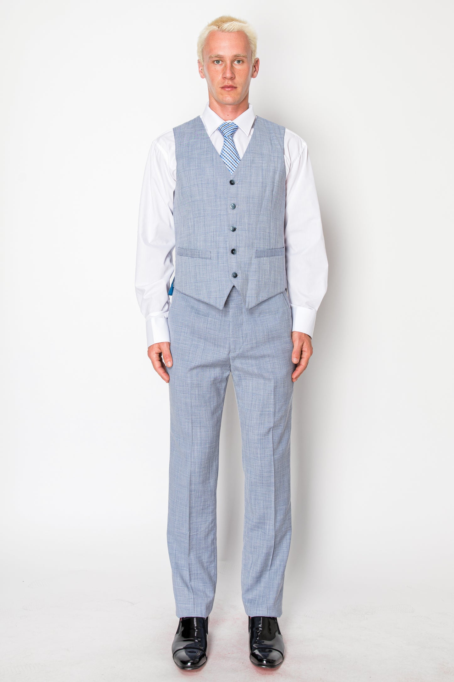 3 Piece Textured Suit - Light Blue (412904)