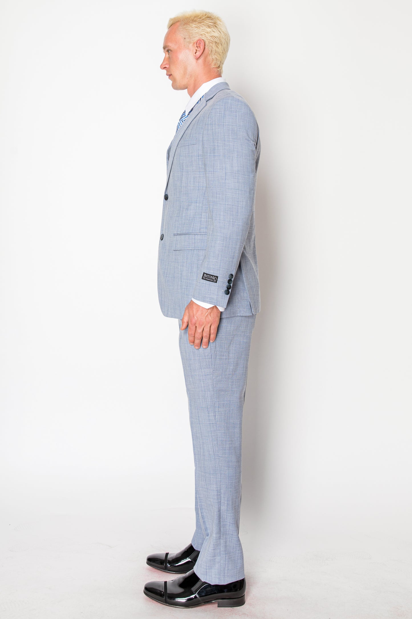 3 Piece Textured Suit - Light Blue (412904)