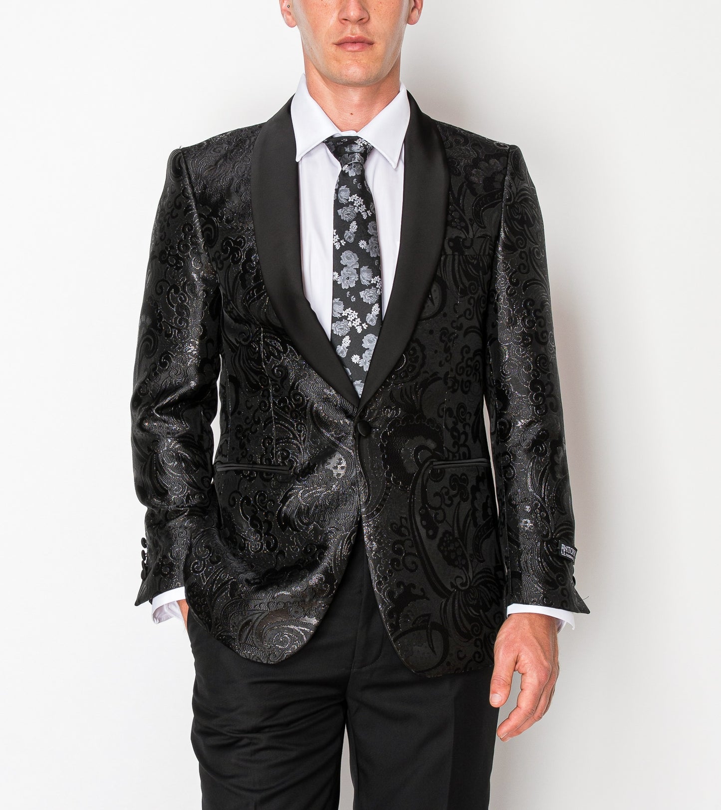 Shiny Black Patterned Jacket (1221701)