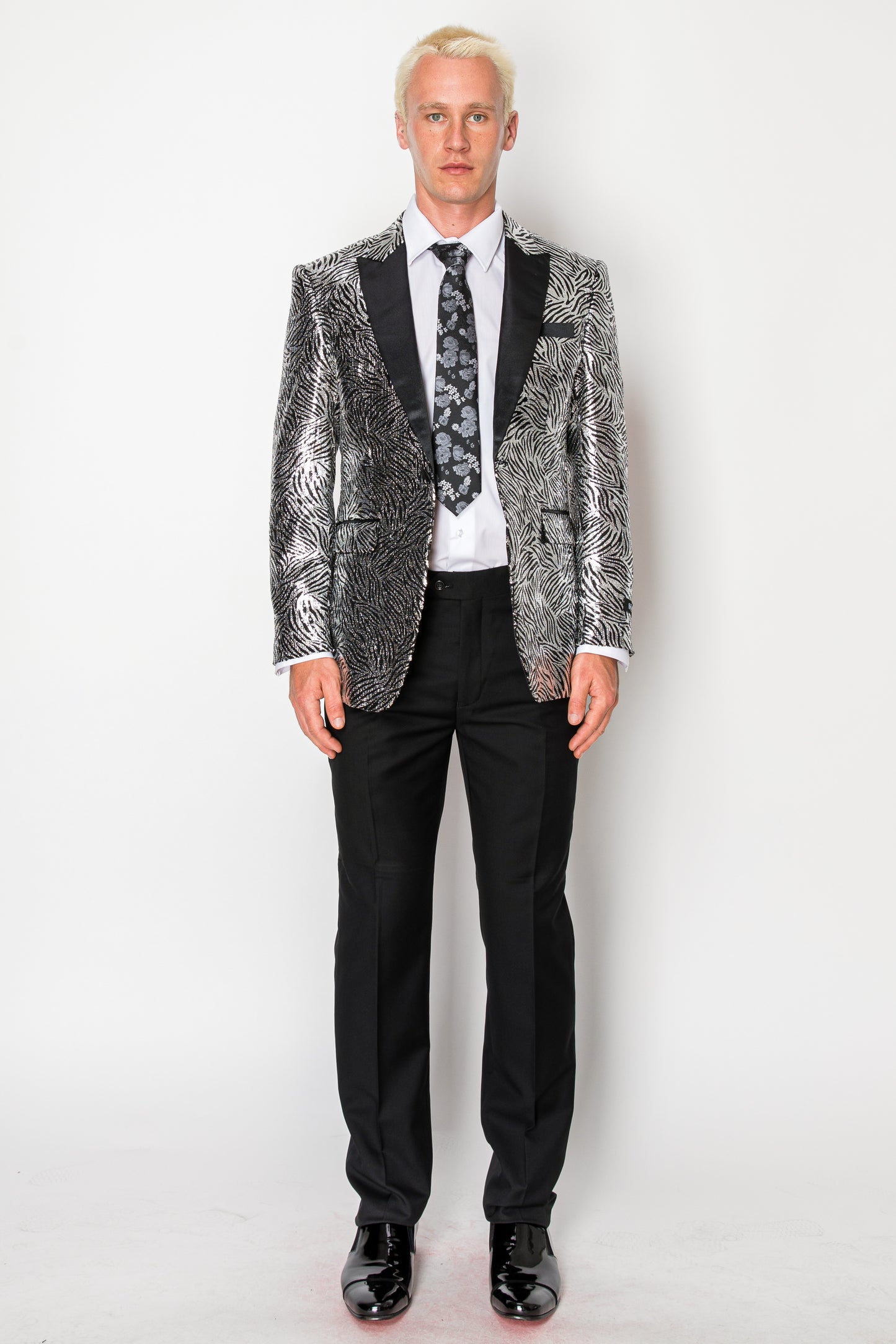 Shiny Silver Zebra Patterned Jacket (1158803)