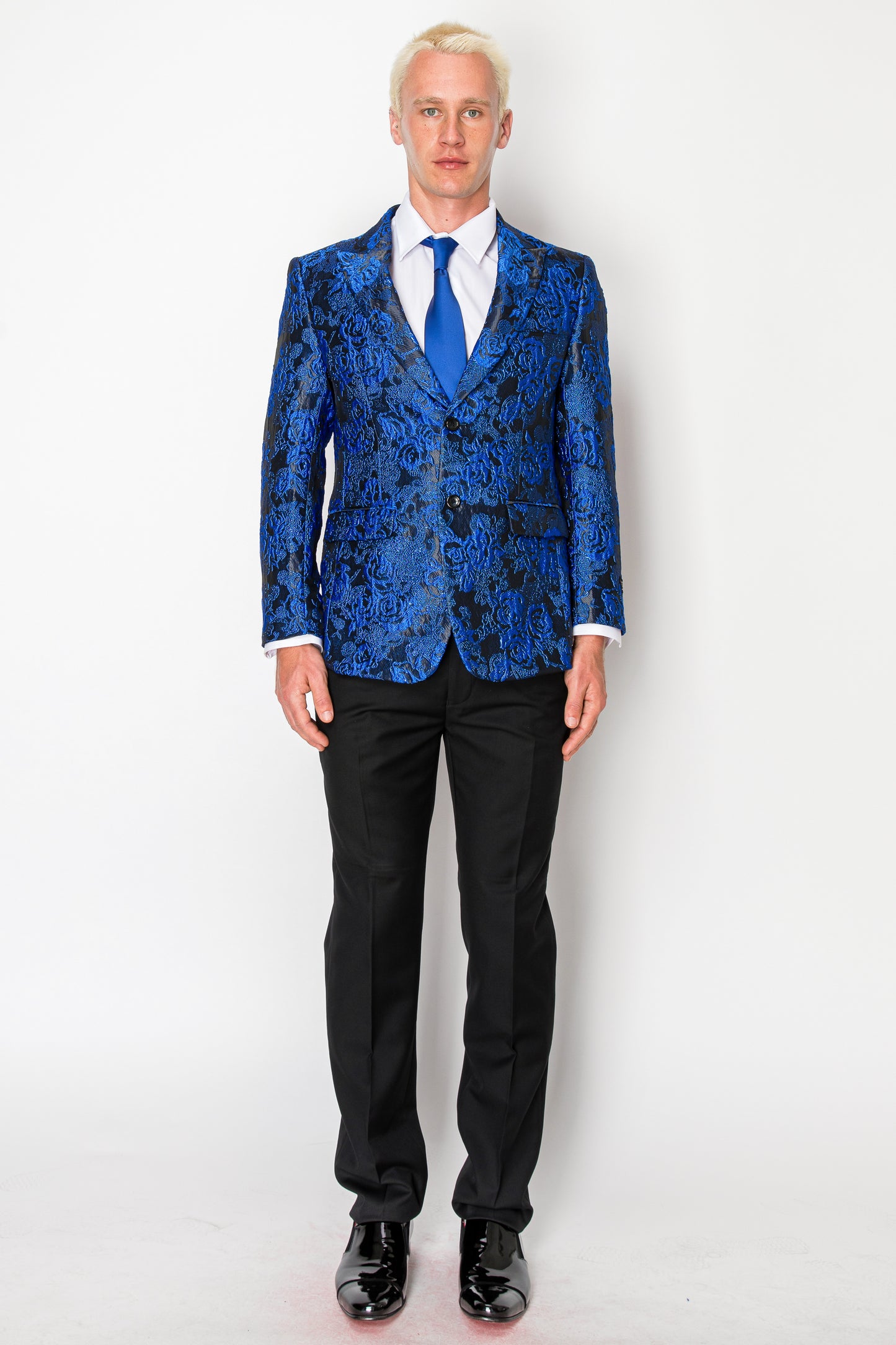 Shiny Blue Patterned Jacket (221702)