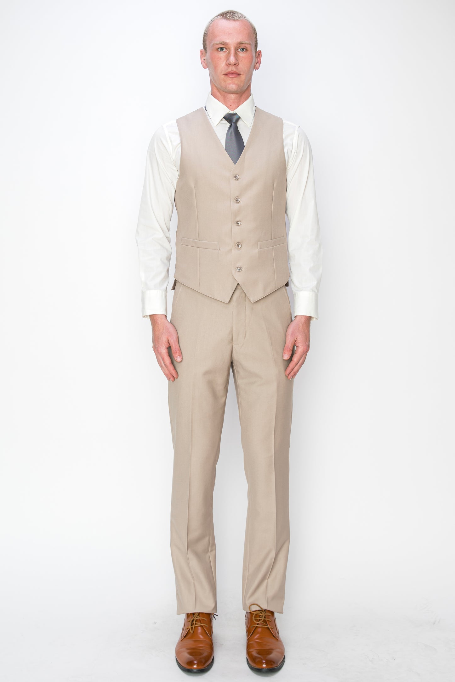 3 Piece Classic Fit Suits - Beige (874507R)