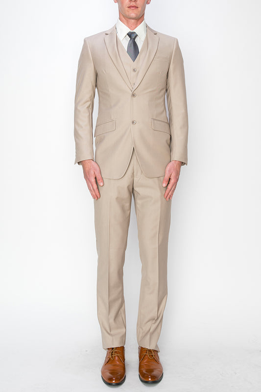 3 Piece Classic Fit Suits - Beige (874507R)