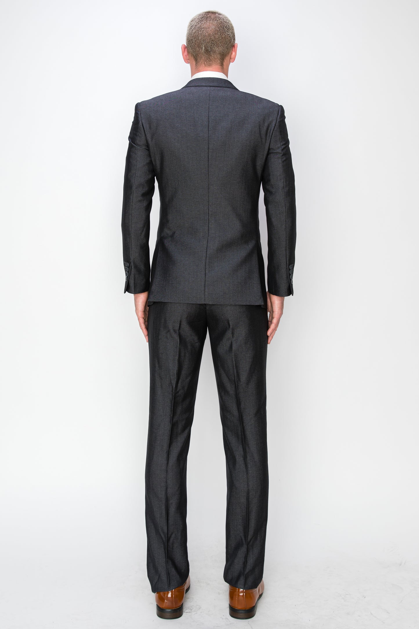 3 Piece Textured Suit - Charcoal (230305)