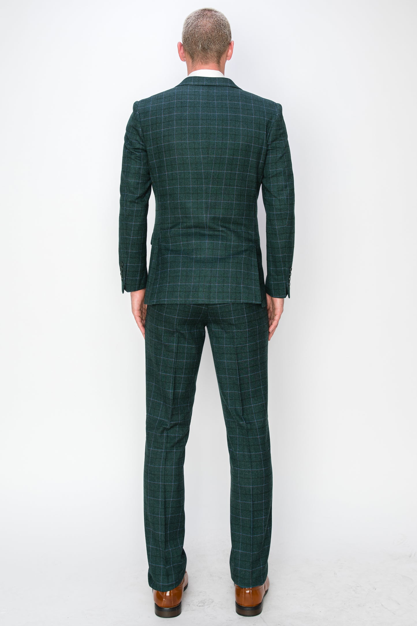 3 Piece Plaid Suit - Forest Green (150211)