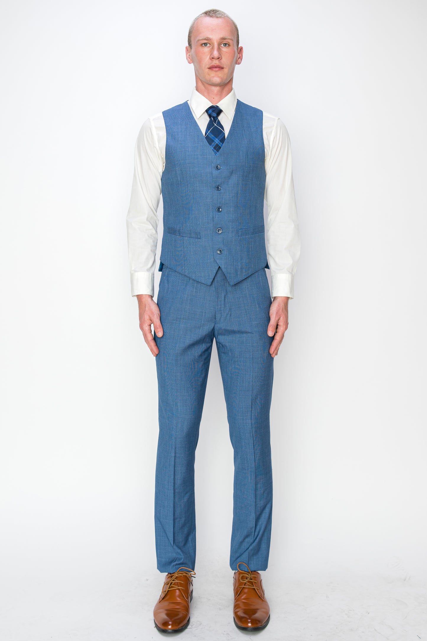 3 Piece Textured Suit - Blue (107304)