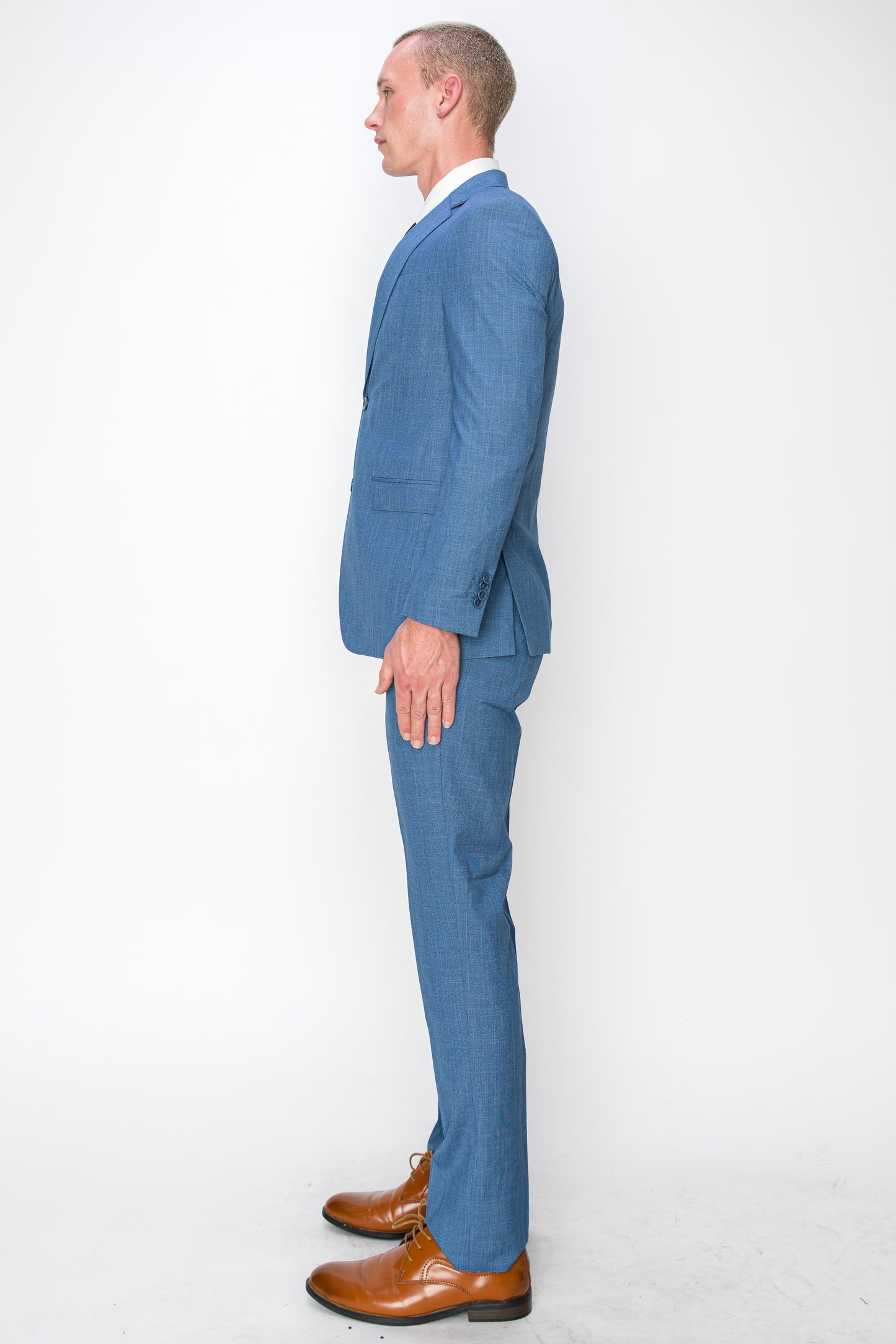 3 Piece Textured Suit - Blue (107304)