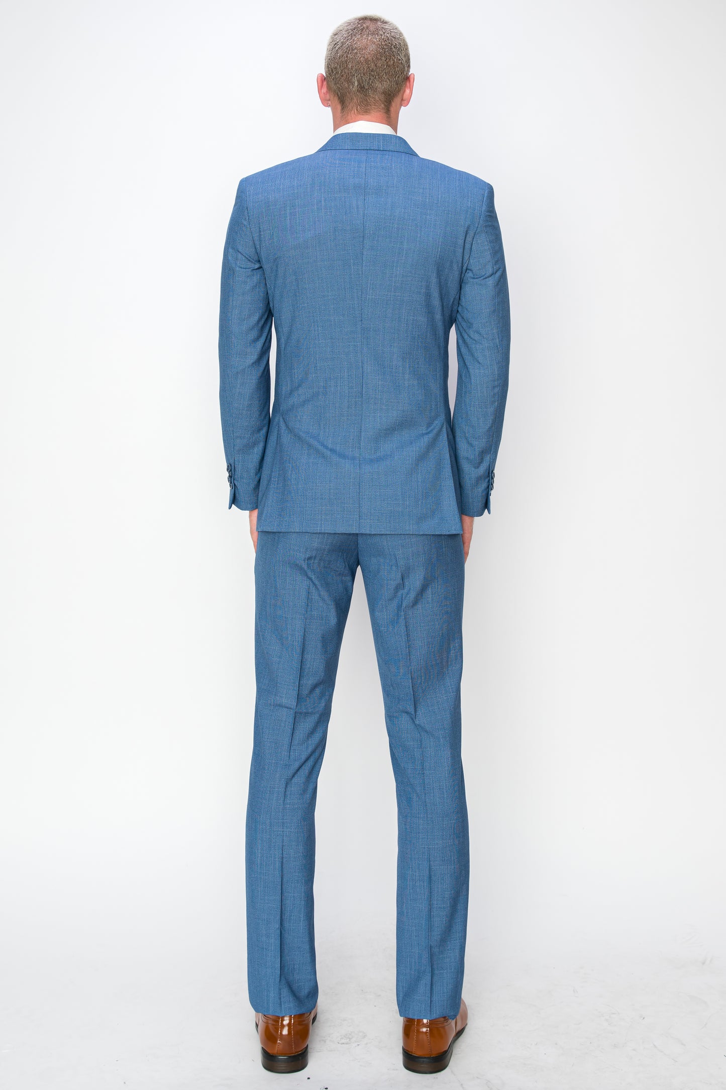 3 Piece Textured Suit - Blue (107304)