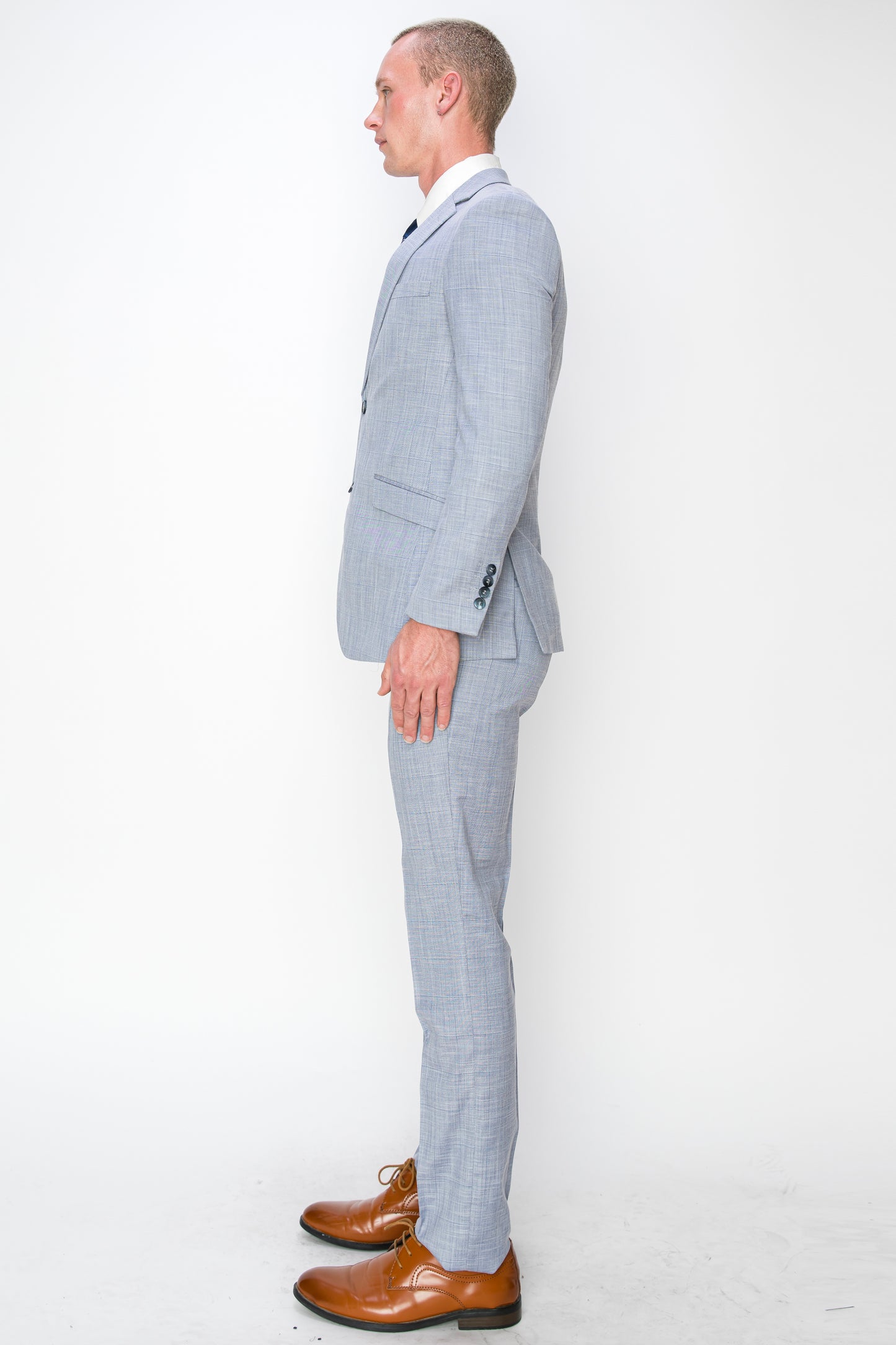 3 Piece Textured Suit - Powder Blue (00204)