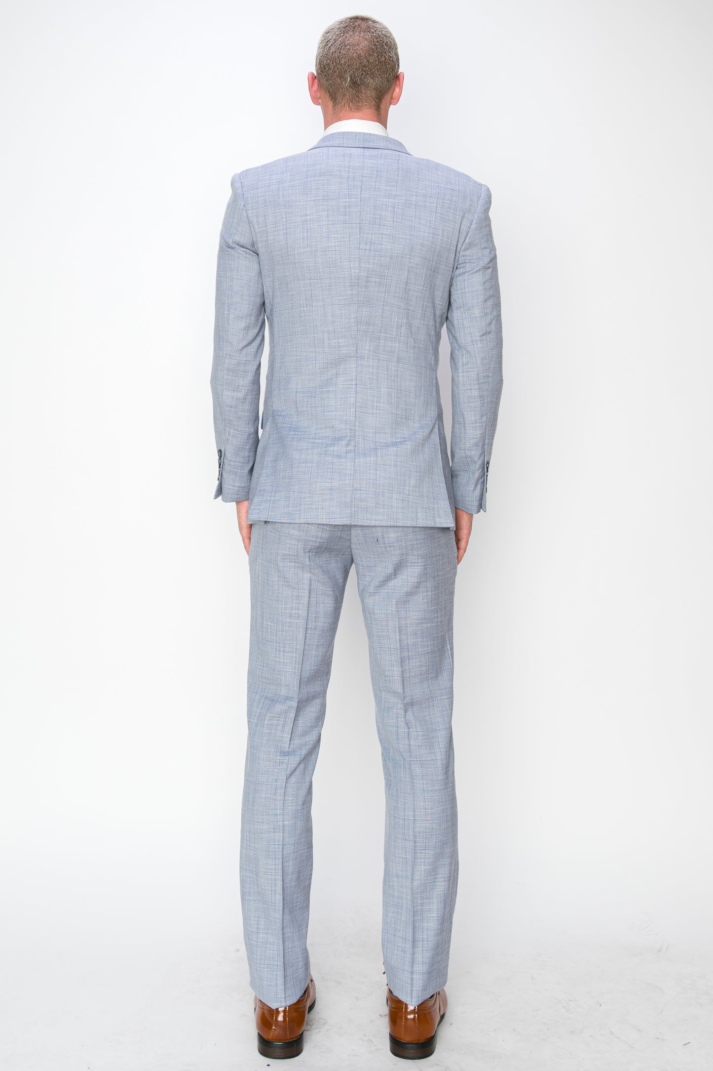 3 Piece Textured Suit - Powder Blue (00204)