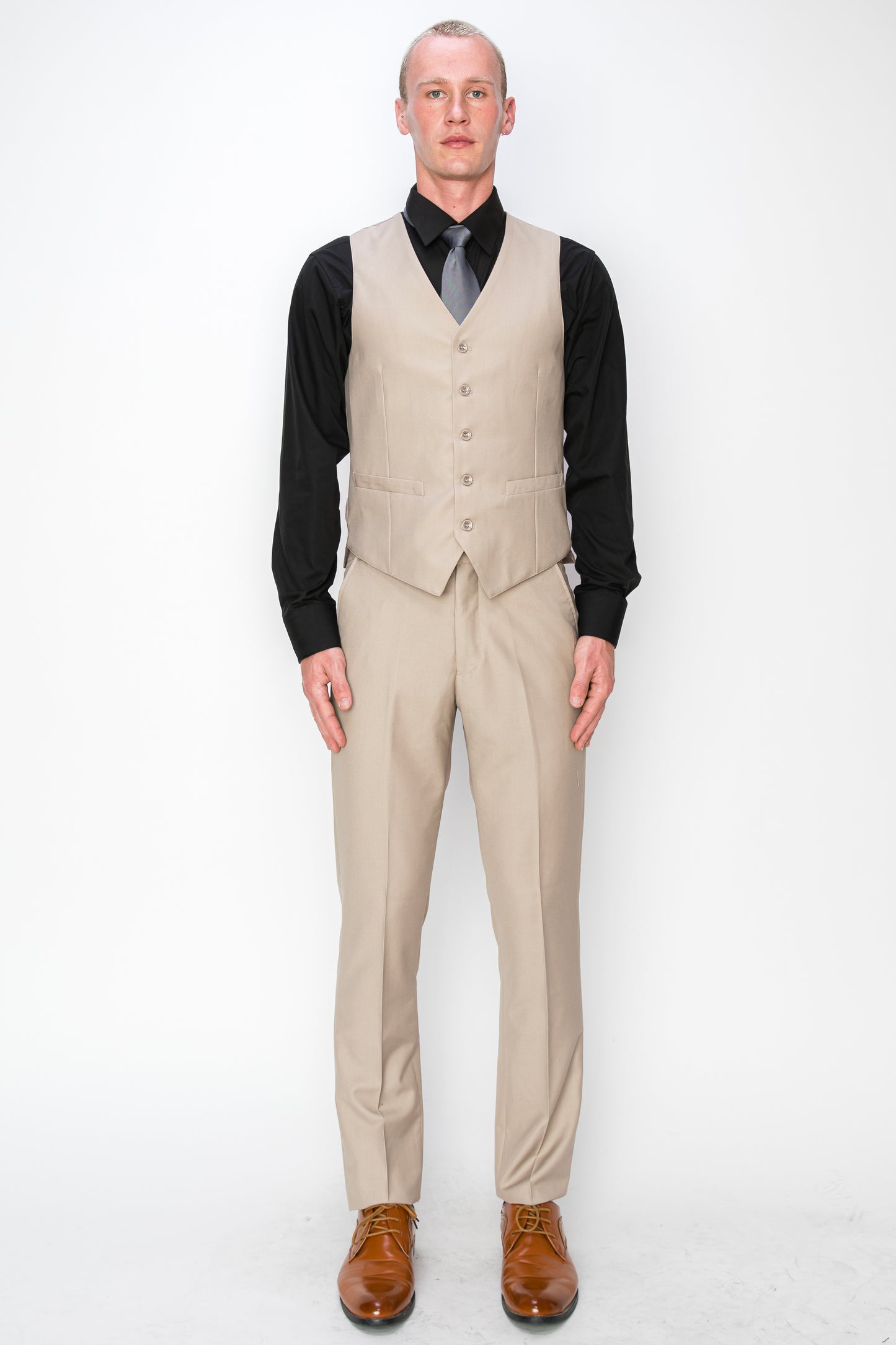 3 Piece Slim Fit Suit - Beige (874507S)