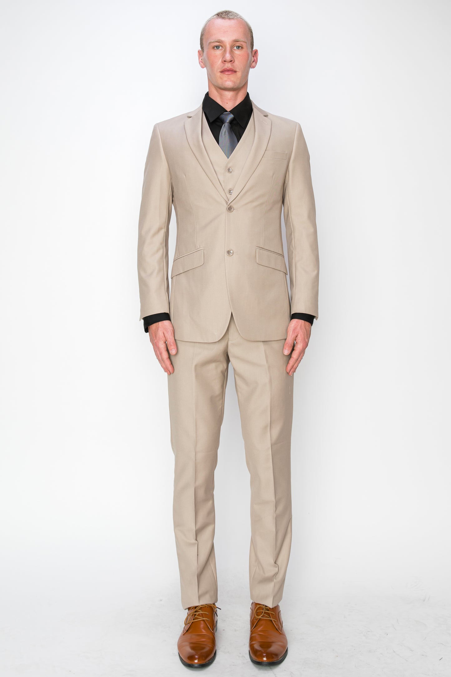 3 Piece Slim Fit Suit - Beige (874507S)