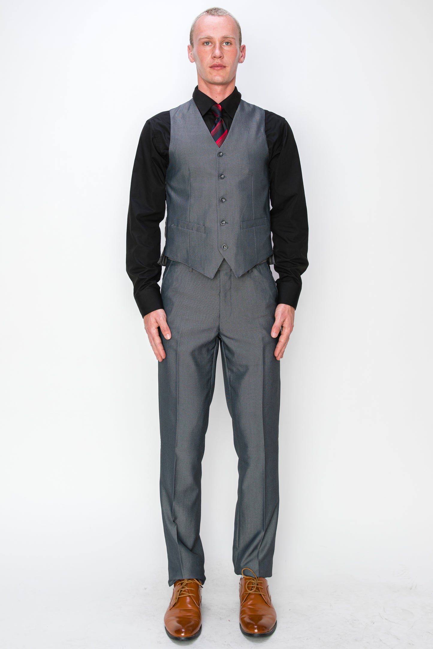 3 Piece Textured Suit - Grey (264503)