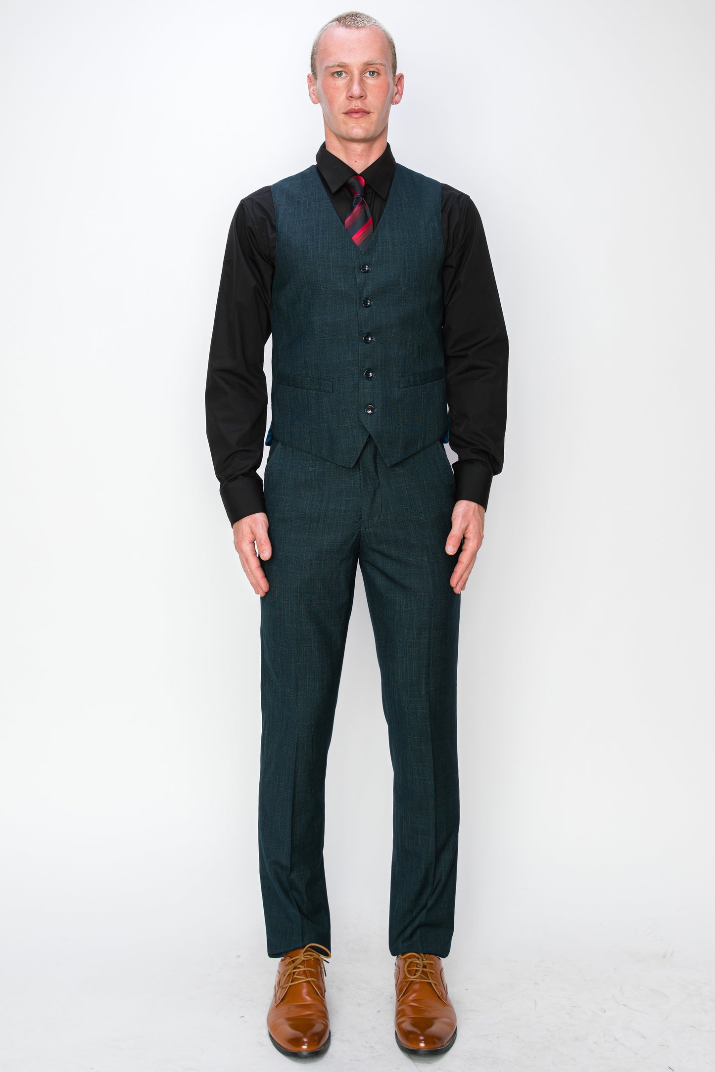 3 Piece Textured Suit - Green (107411)