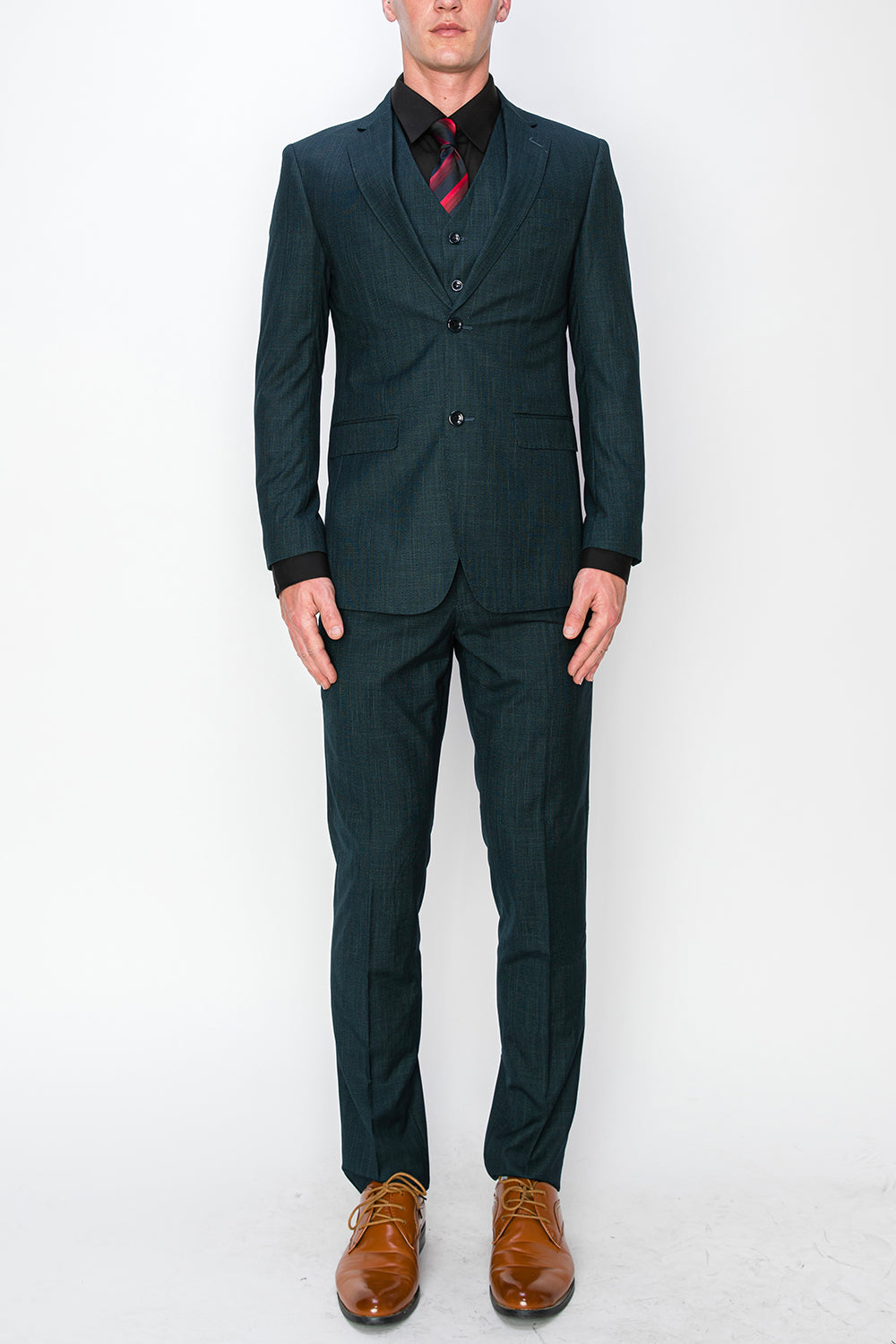 3 Piece Textured Suit - Green (107411)