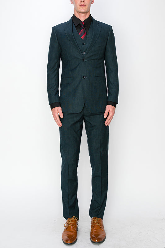 3 Piece Textured Suit - Green (107411)