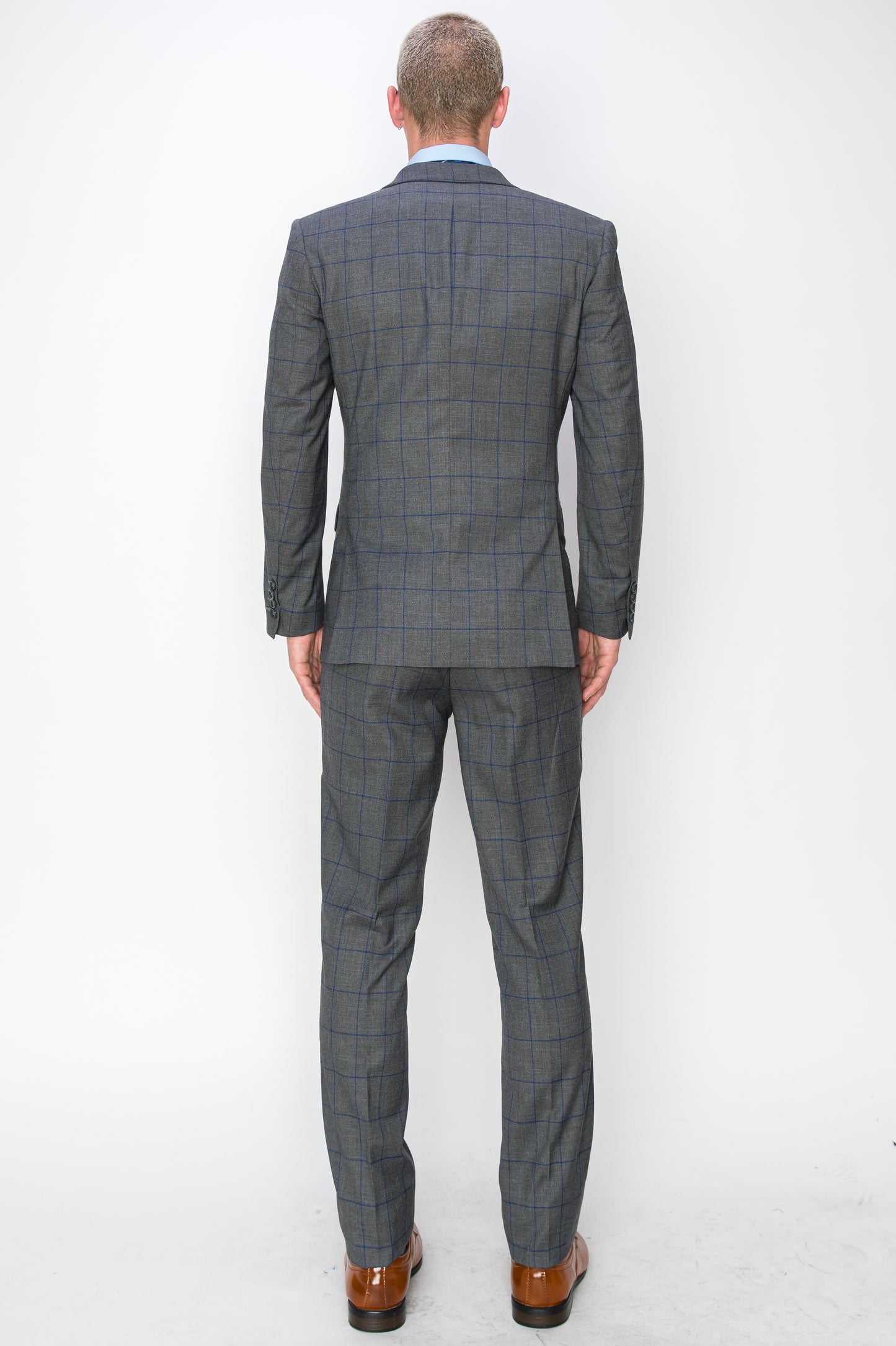 3 Piece Plaid Suit - Charcoal (870505)