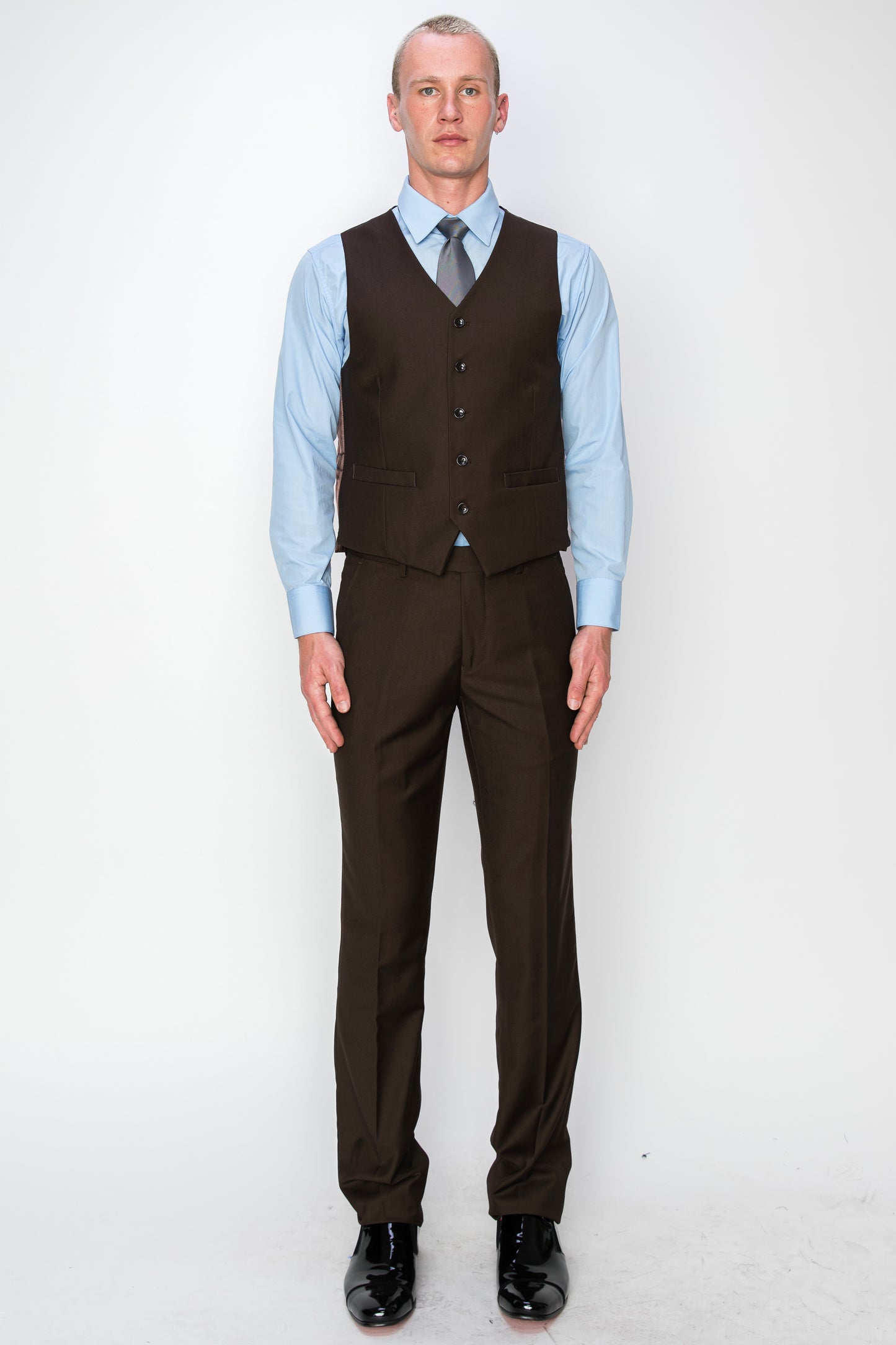 3 Piece Slim Fit Suit - Brown (874512S)