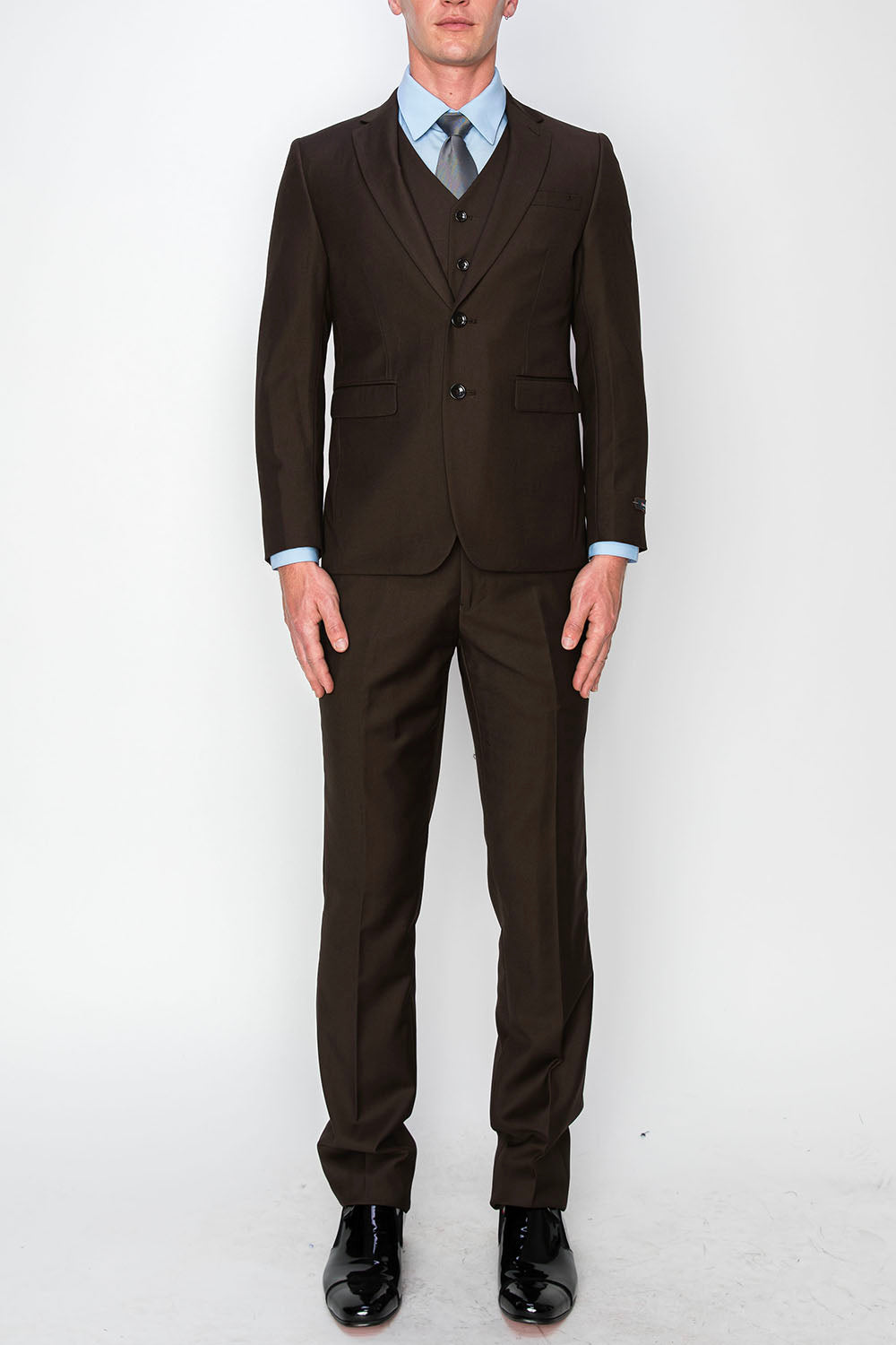 3 Piece Slim Fit Suit - Brown (874512S)