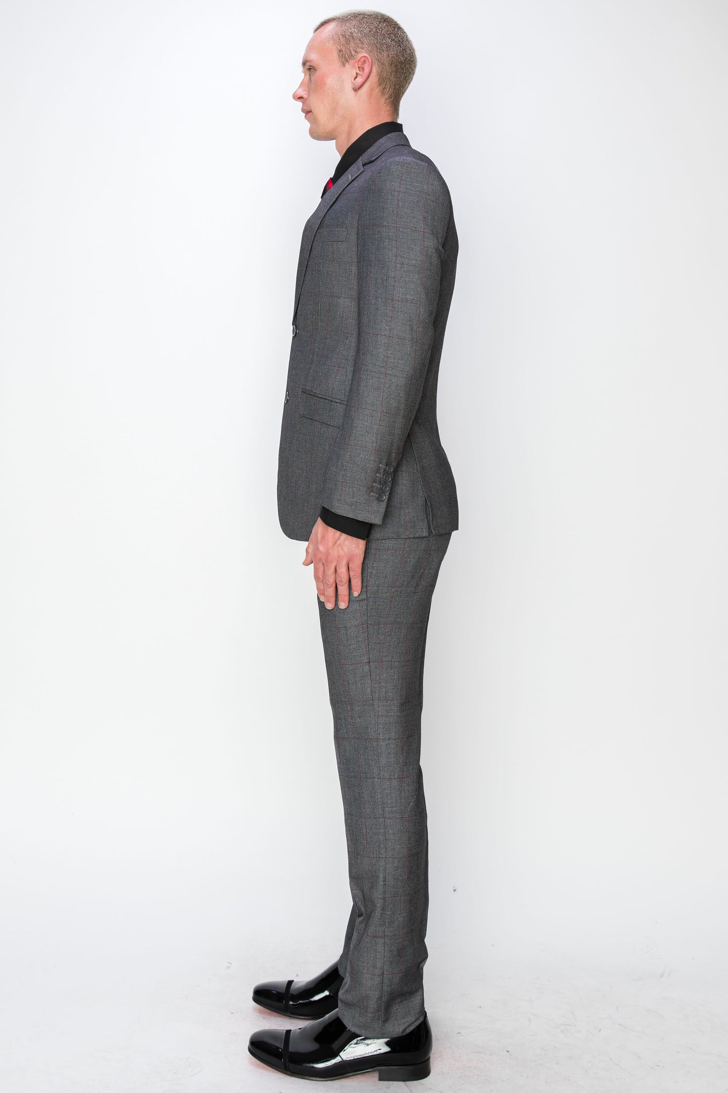 3 Piece Plaid Suit - Grey (131806)