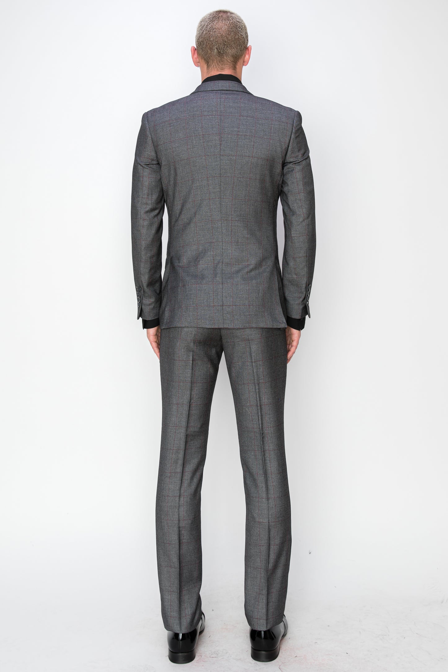 3 Piece Plaid Suit - Grey (131806)