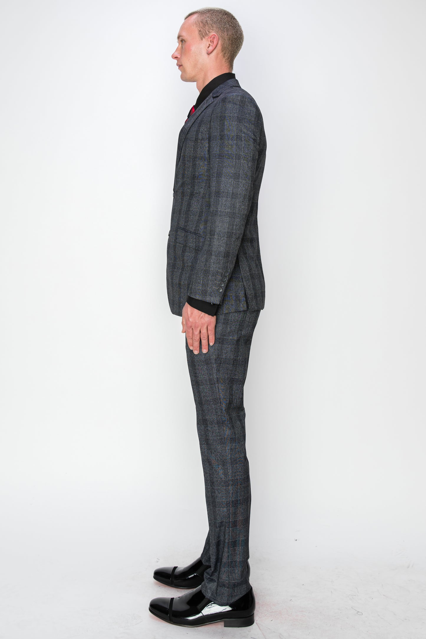 3 Piece Plaid Suit - Grey (615302)