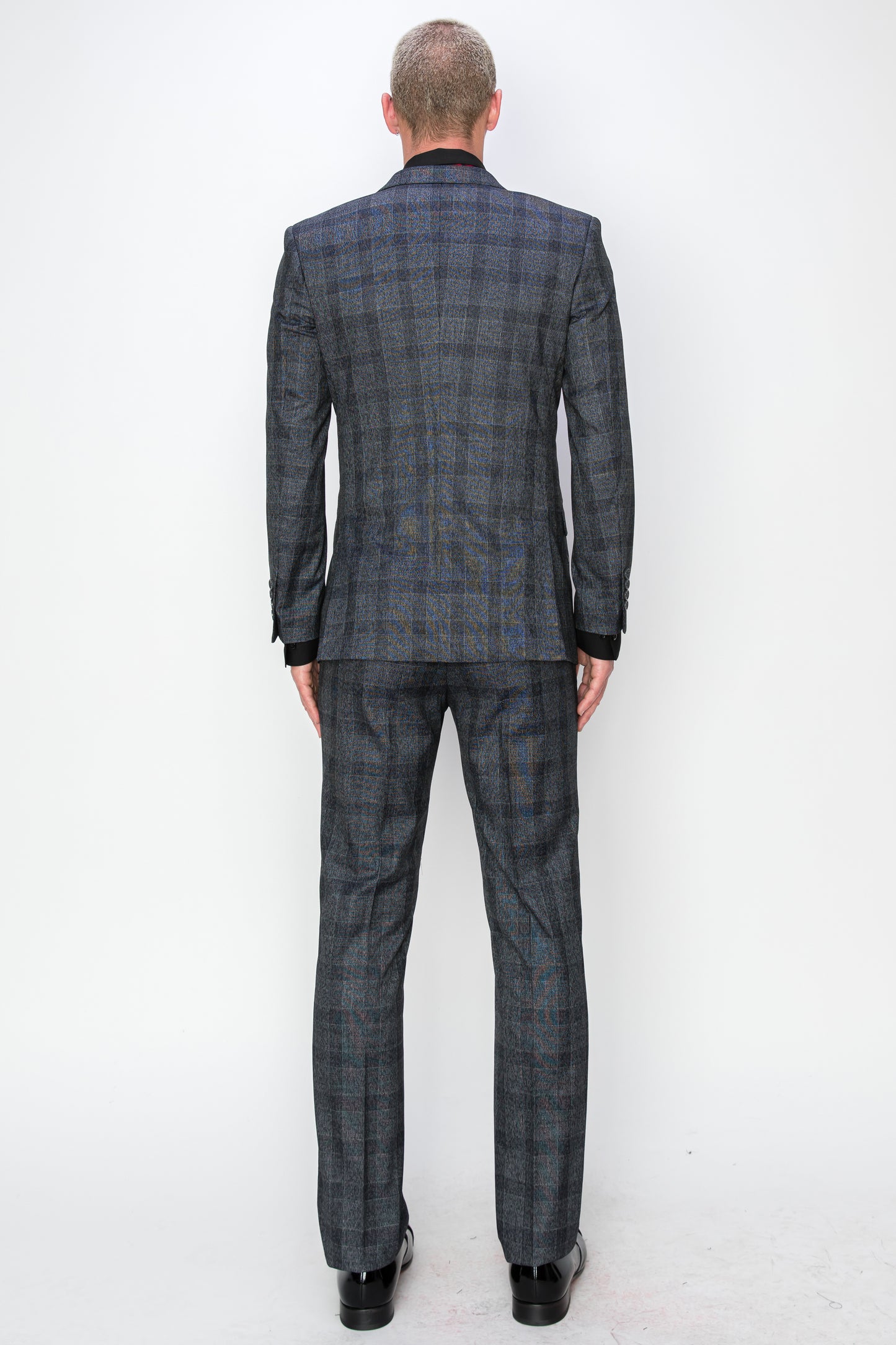 3 Piece Plaid Suit - Grey (615302)