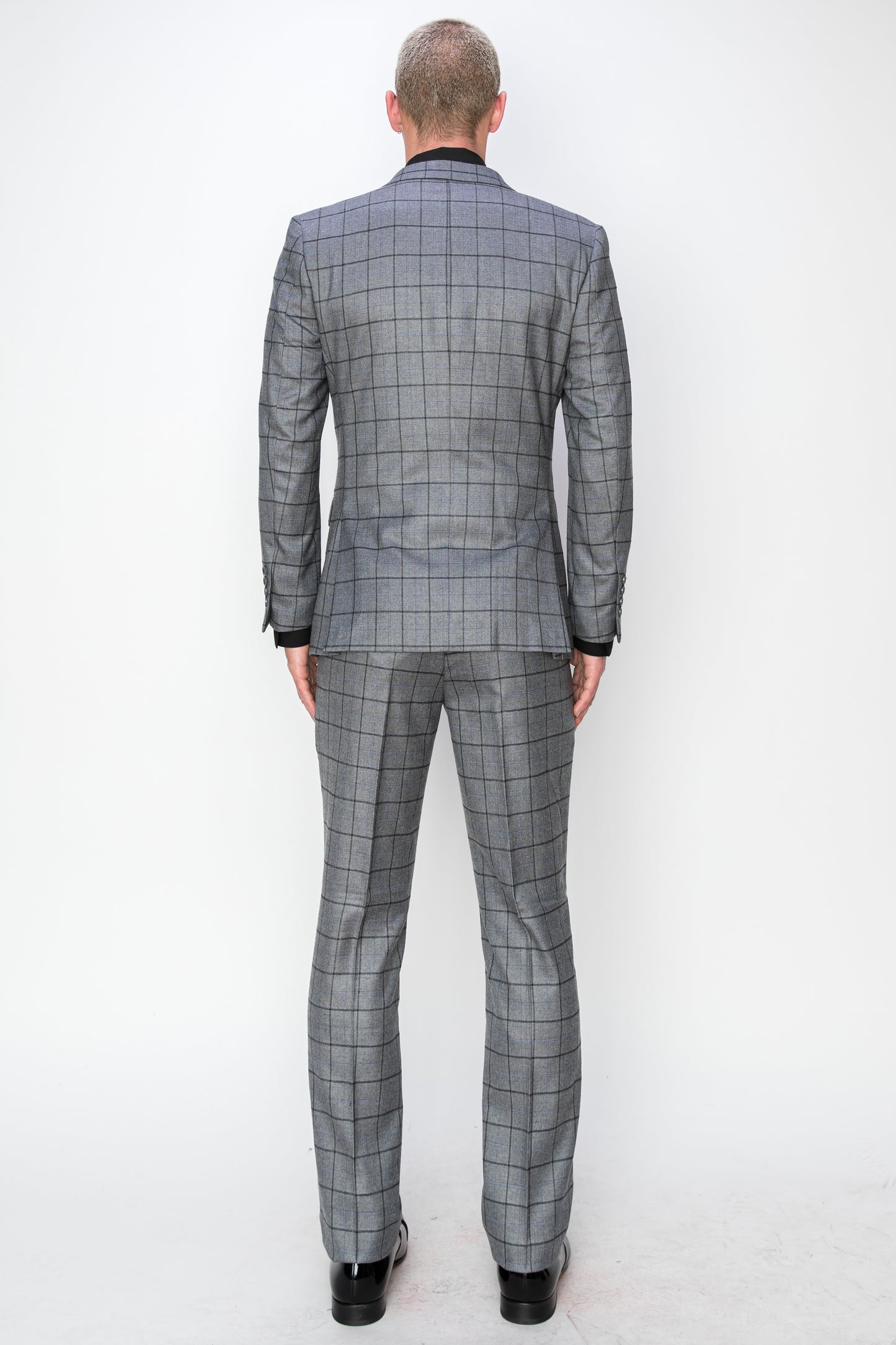 3 Piece Plaid Suit - Grey (150206)